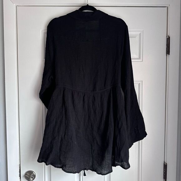 TORRID NEW NWT SIZE 2 2x 18 20 Textured Gauze Tie Waist 3rd Piece black shirt - Picture 7 of 7